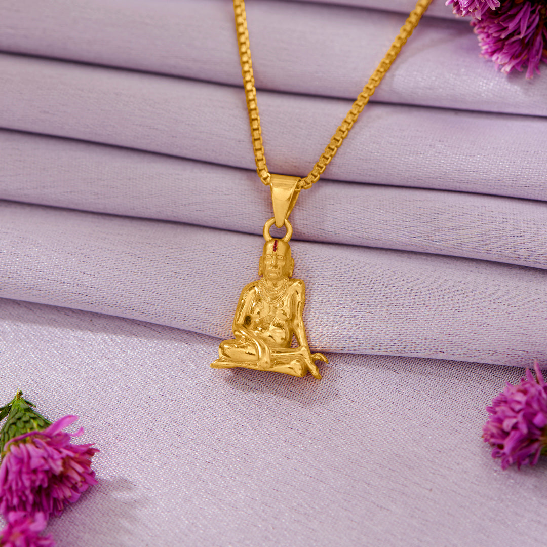 Shree Swamisamartha Yellow Gold Religious Unisex Pendant