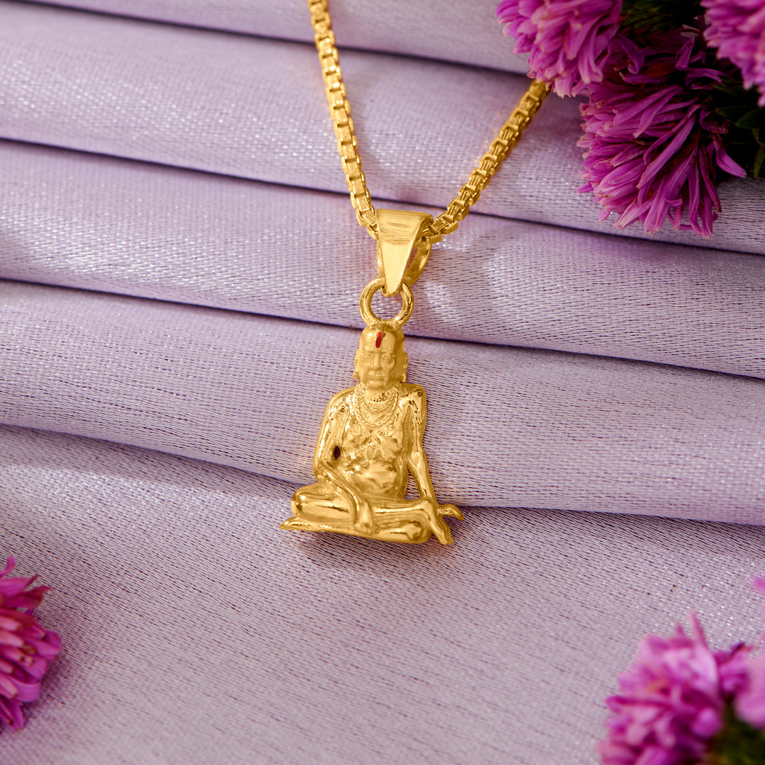 Shree Swami Smarth Yellow Gold Religious Unisex Pendant
