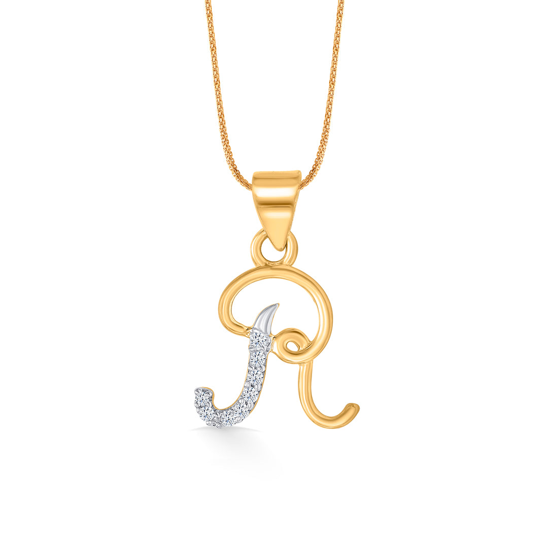 Radiant R Gold Alphabet Unisex Pendant