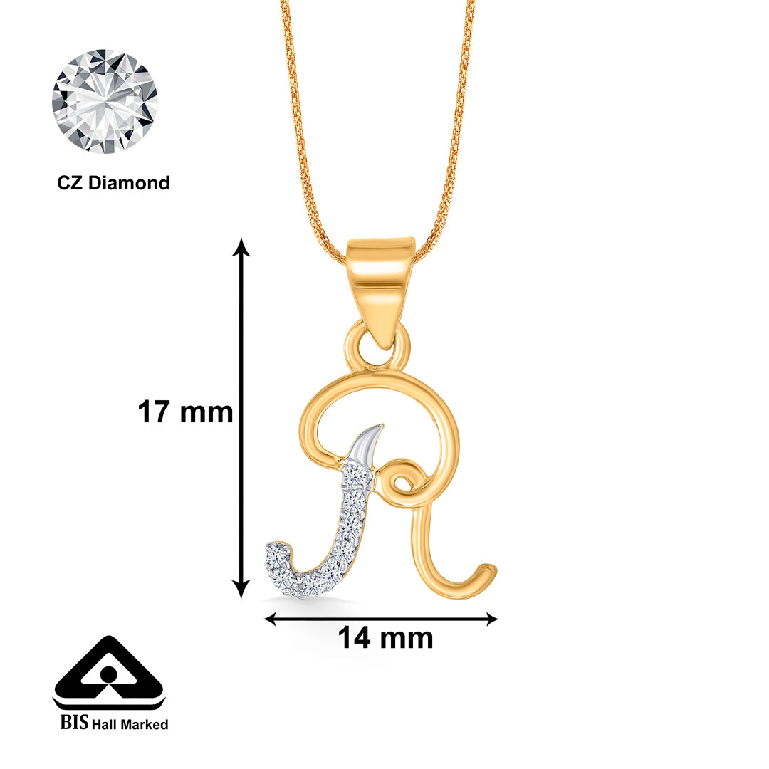 radiant r gold alphabet pendant
