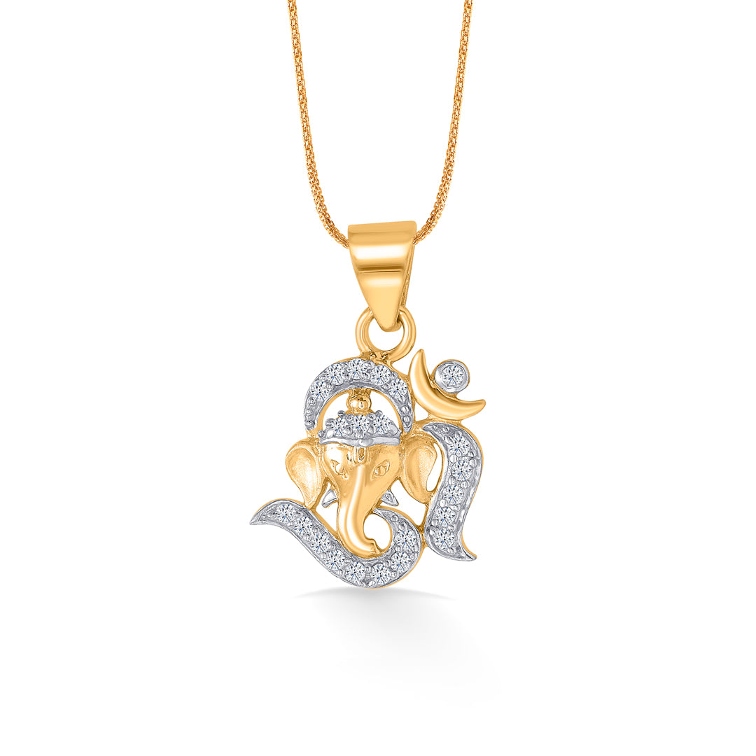 Omkar Ganesha Yellow Gold Religious Unisex Pendant