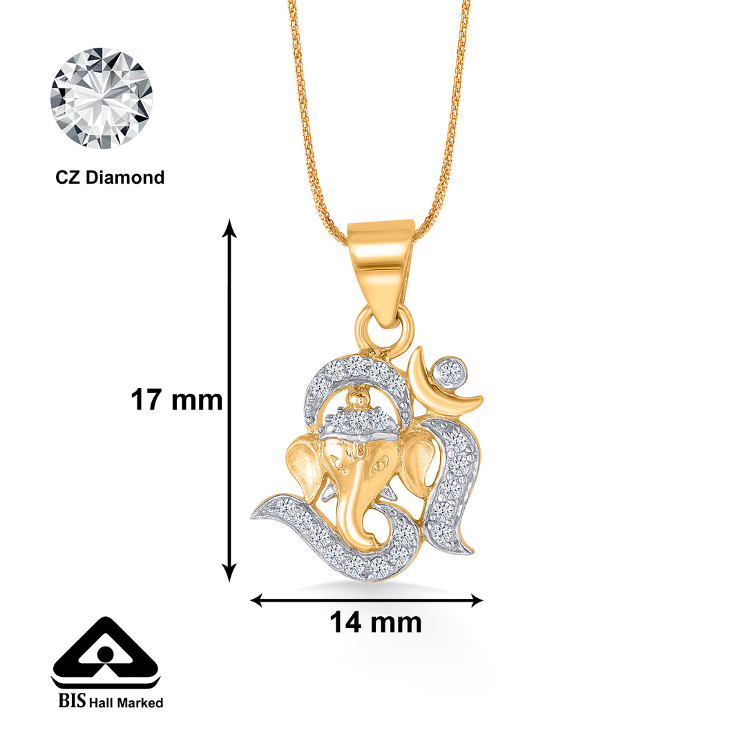 omkar ganesha yellow gold religious unisex pendant