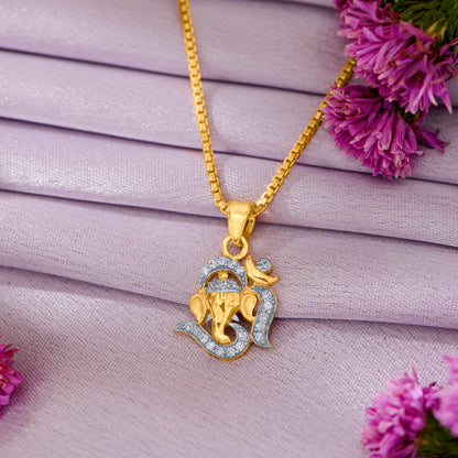 Omkar Ganesha Yellow Gold Religious Unisex Pendant
