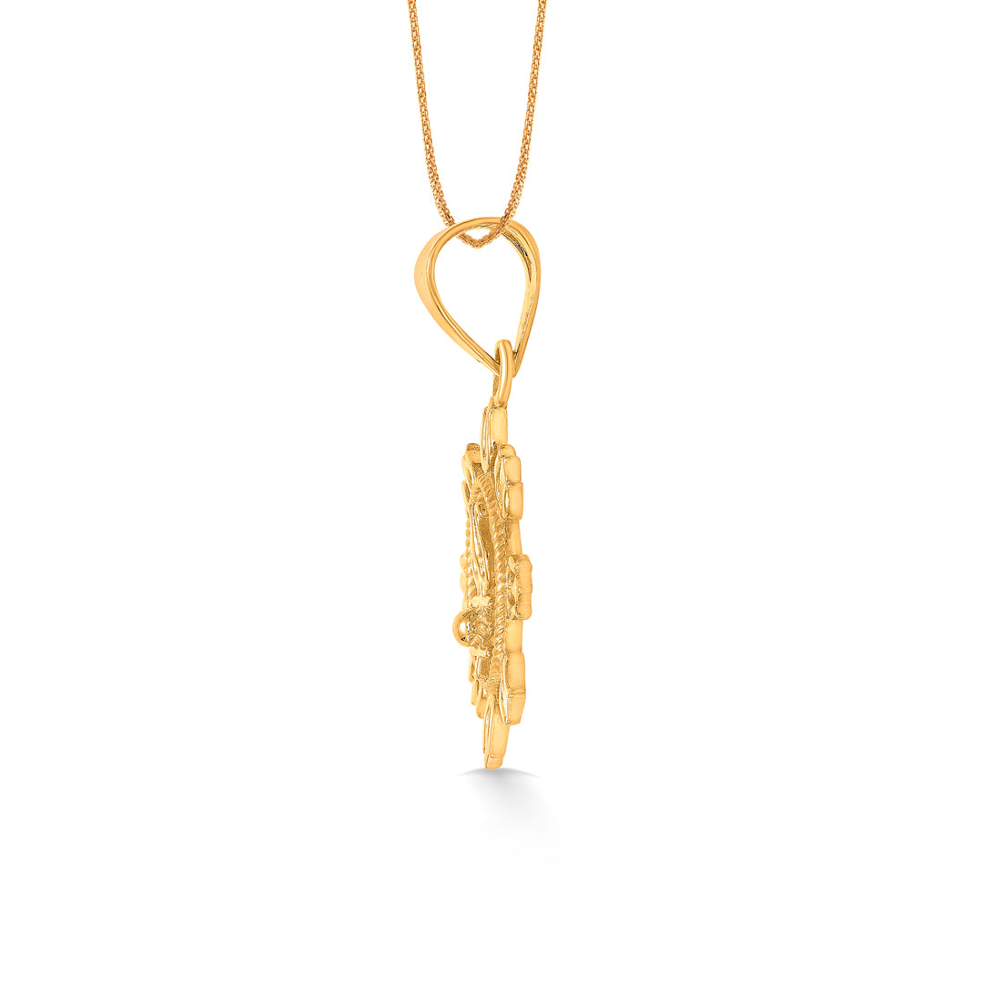 devine trishul yellow gold religious unisex pendant