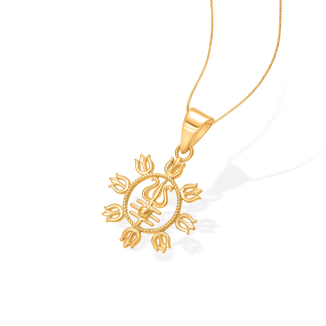devine trishul yellow gold religious unisex pendant