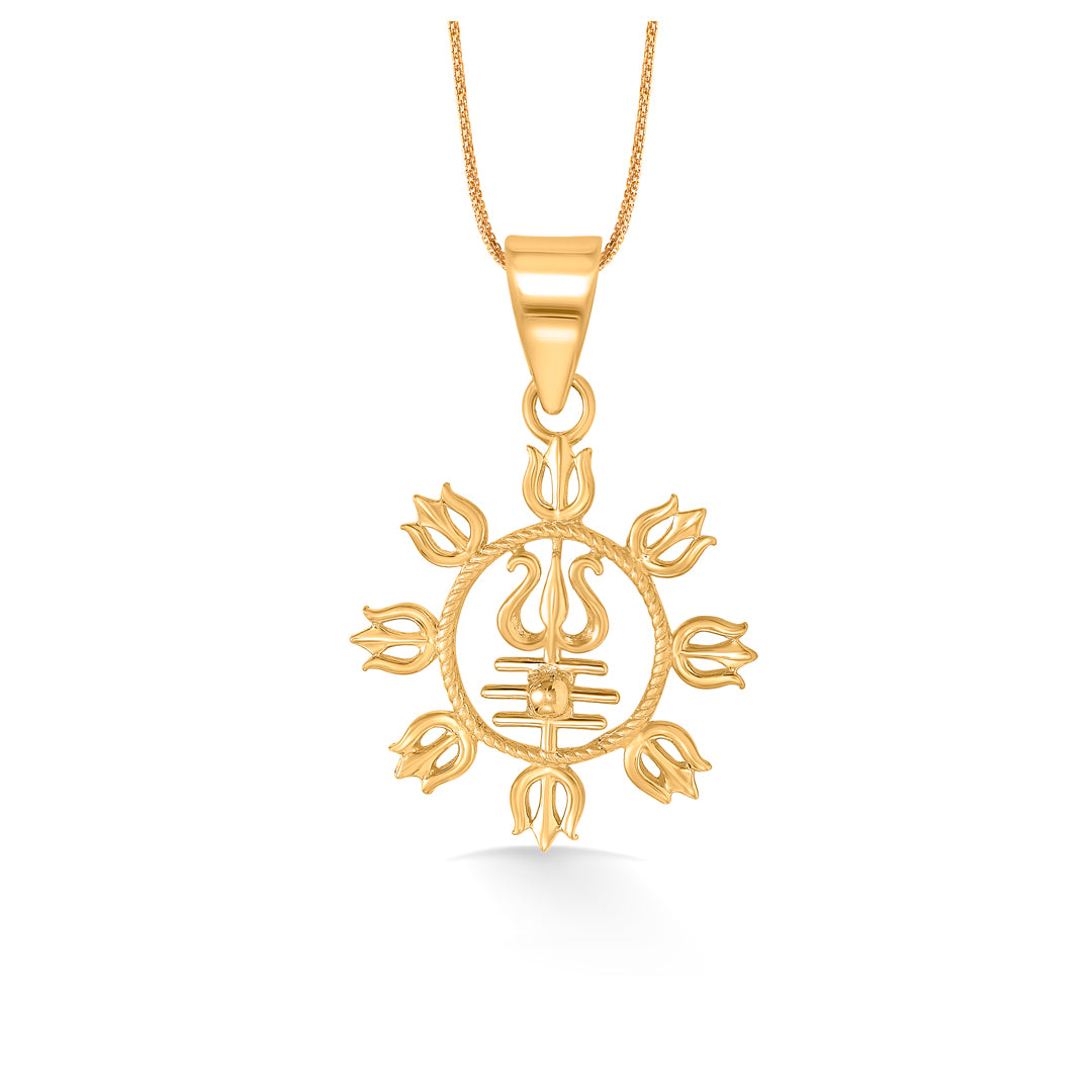 devine trishul yellow gold religious unisex pendant