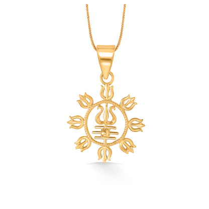 Devine Trishul Yellow Gold Religious Unisex Pendant