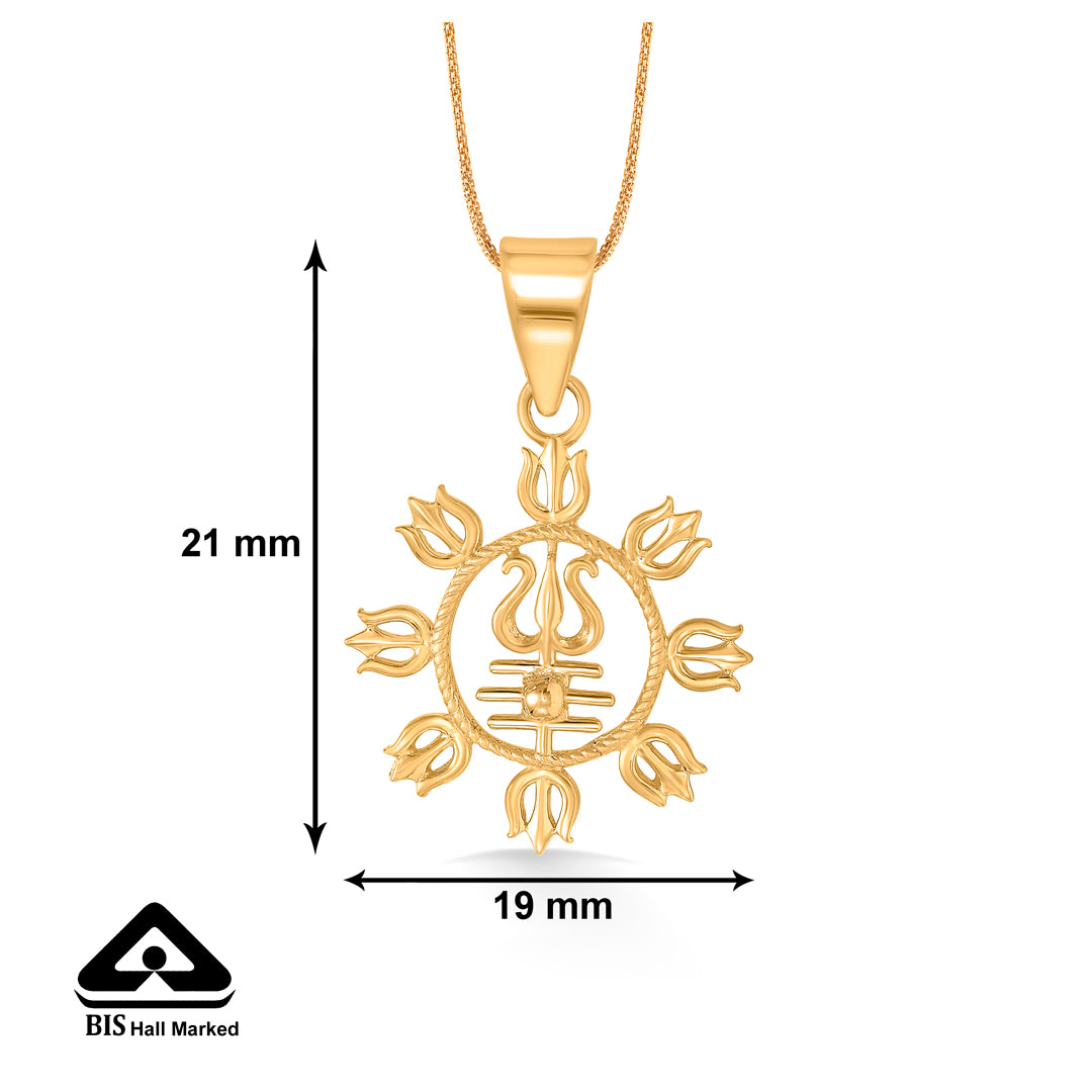 devine trishul yellow gold religious unisex pendant