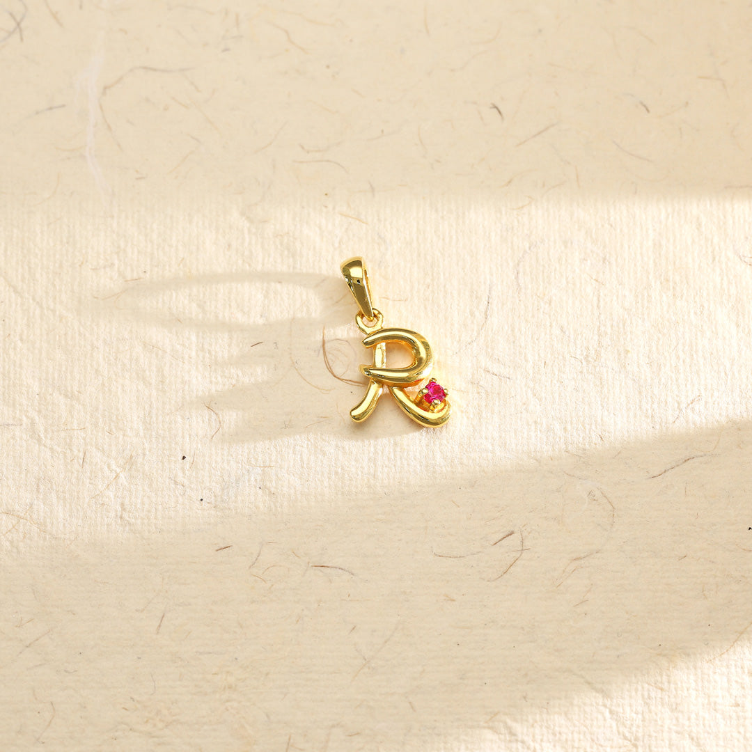 polaris p alphabet  gold pendant