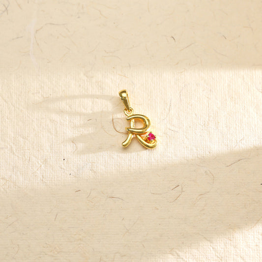 Rare R Alphabet Gold Pendant