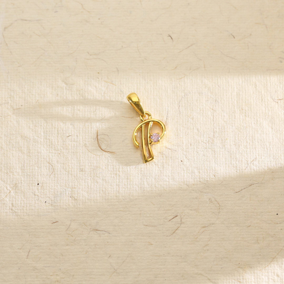 polaris p alphabet  gold pendant