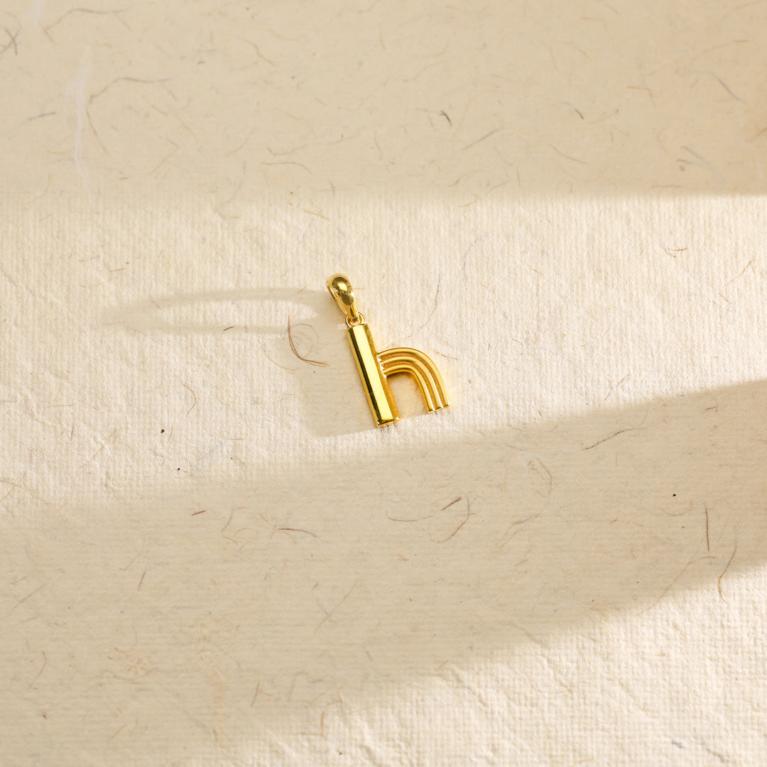 heavenly h alphabet gold pendant