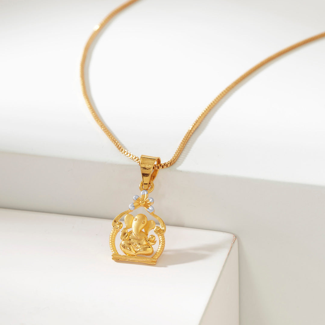 Divine Ganesh Religious Gold Pendant