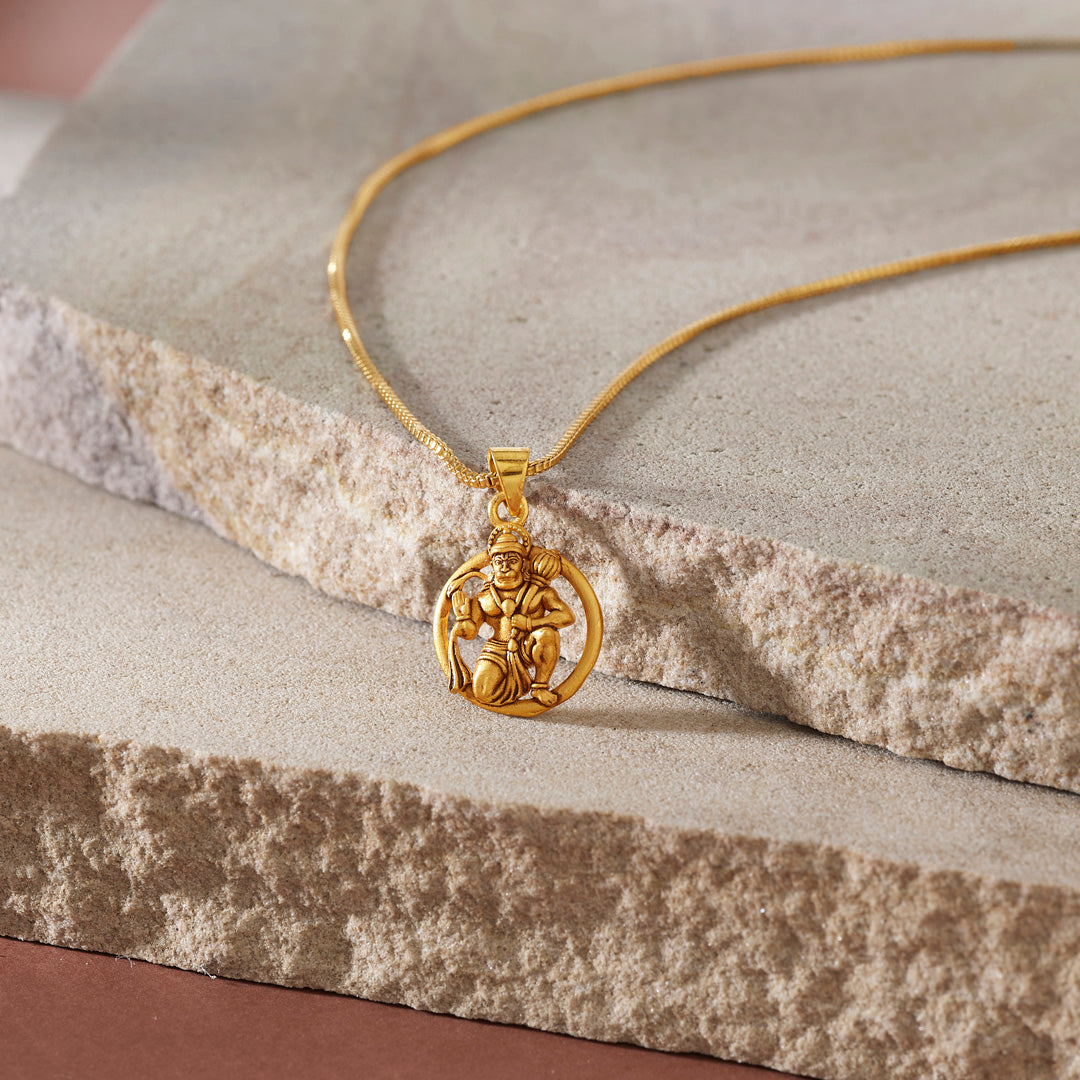 Lord Hanuman Religious Gold Pendant
