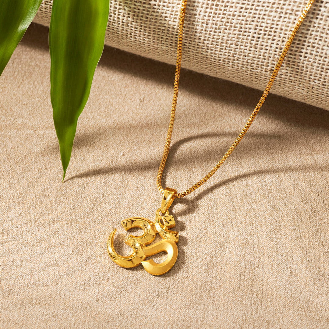 Classic Om Religious Gold Pendant