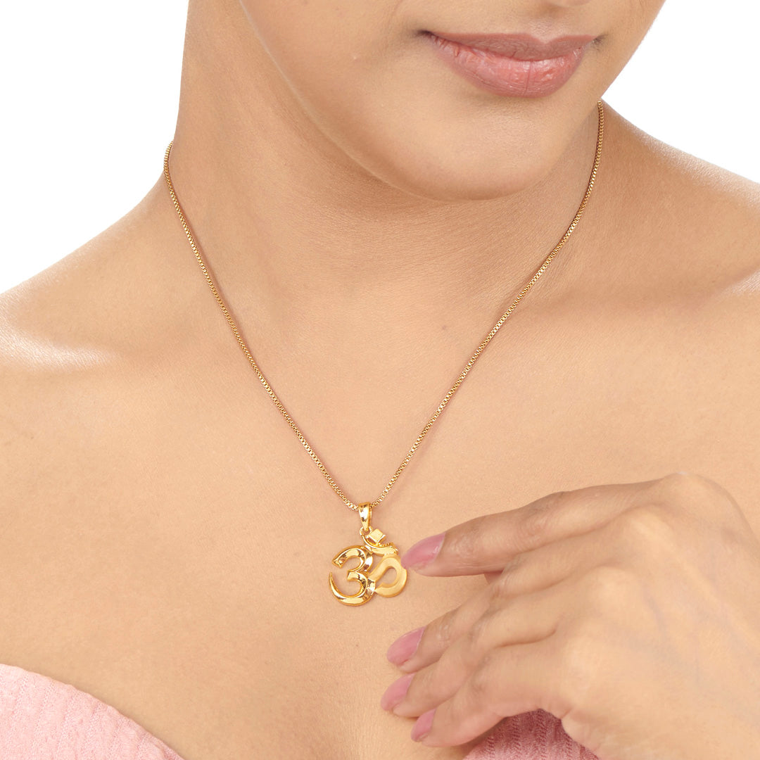 Classic Om Religious Gold Pendant