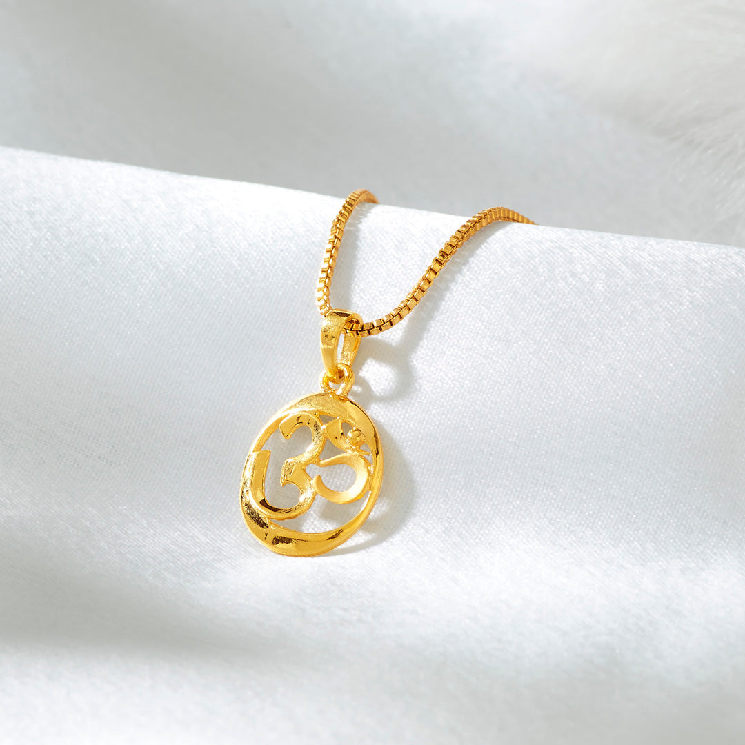 Glowing Om Religious Gold Pendant