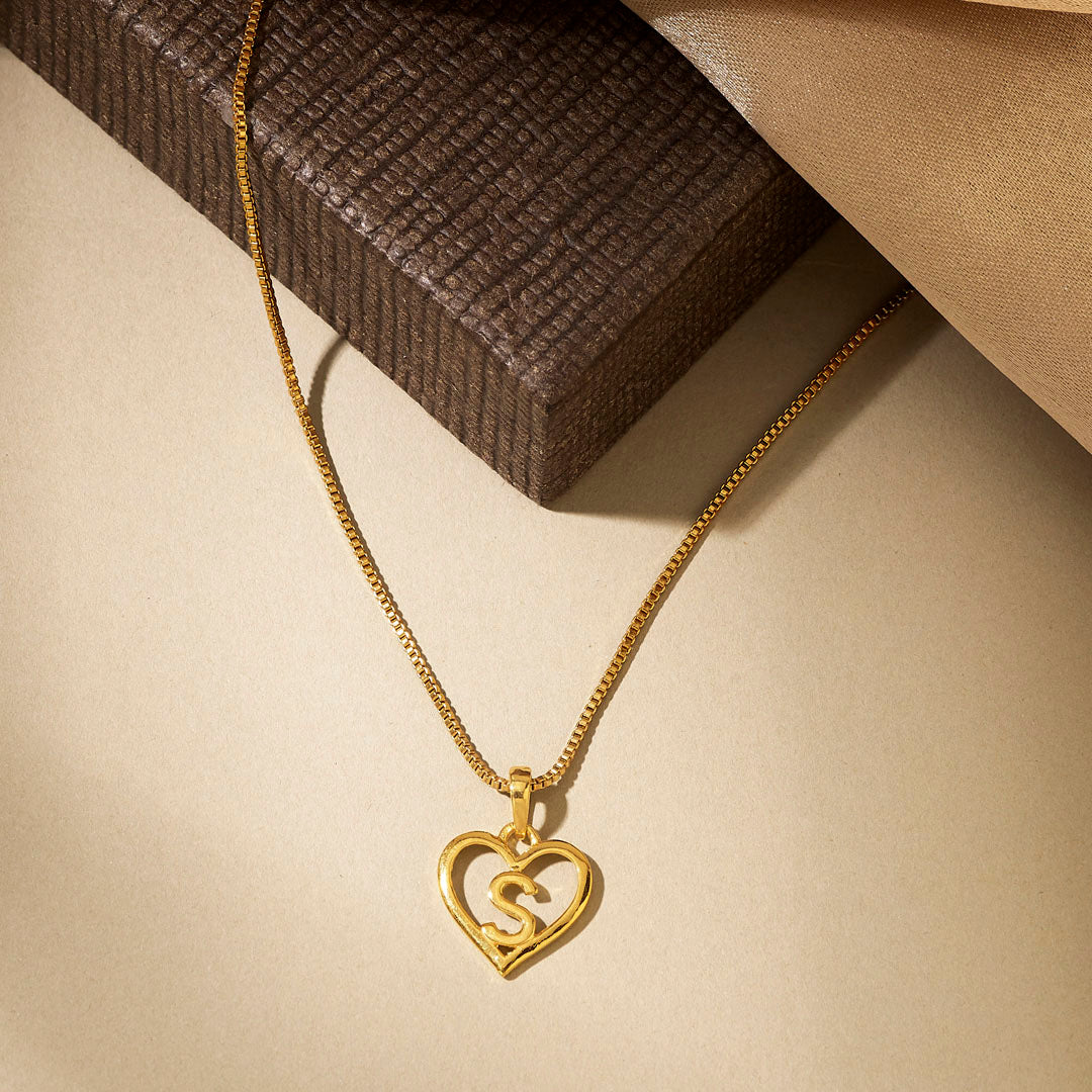 Heart S Alphabet Gold Pendant
