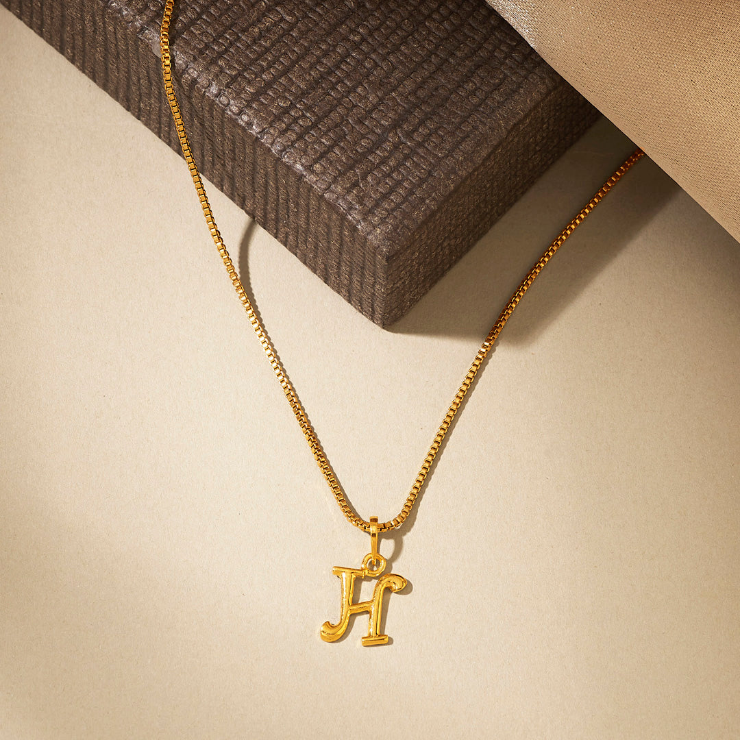 Classic H Alphabet Gold Pendant