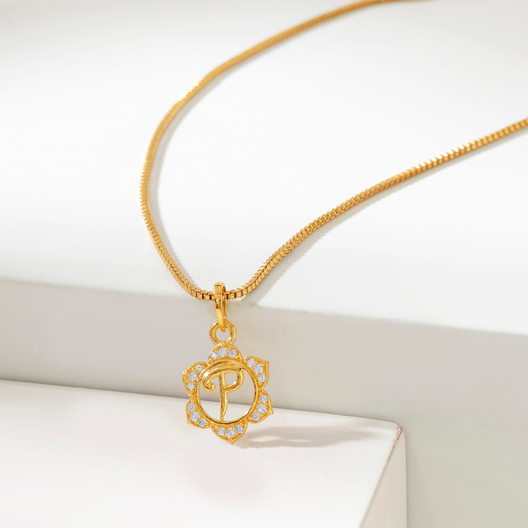Radiant P Alphabet Gold Pendant