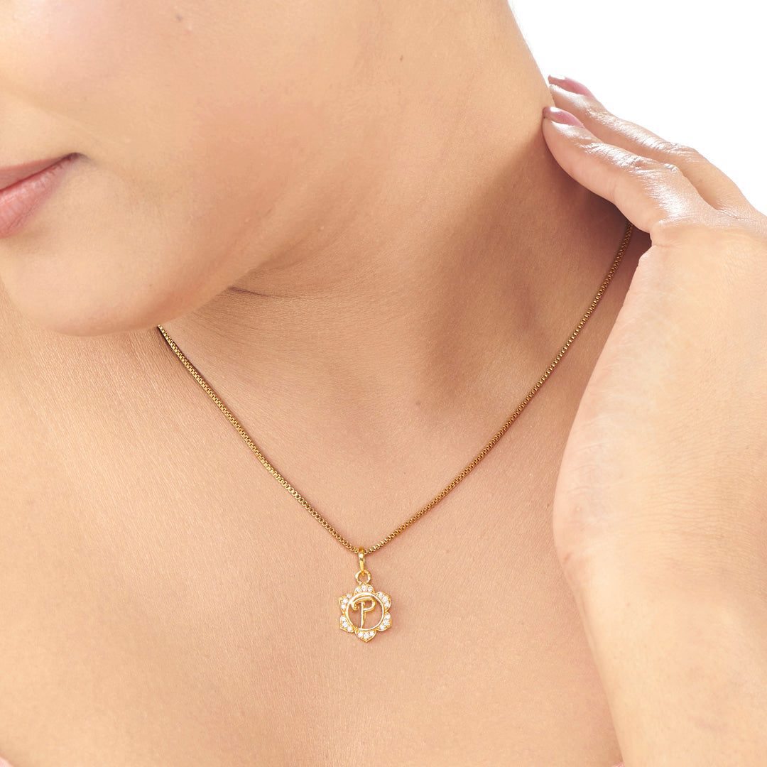 Radiant P Alphabet Gold Pendant