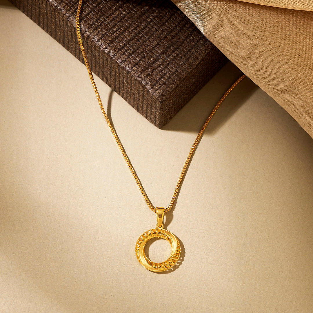 Celestial Circle Modern Gold Pendant