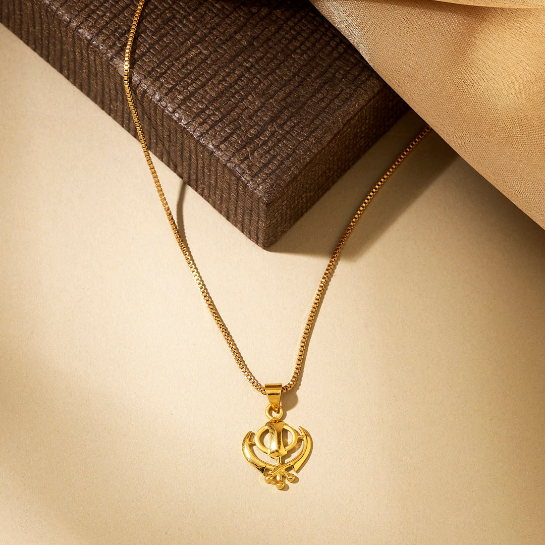 Khanda Religious Gold Pendant