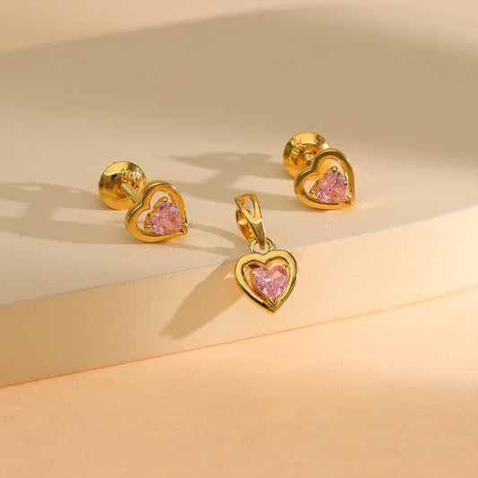 Rosy Heart Gold Pendant for Her