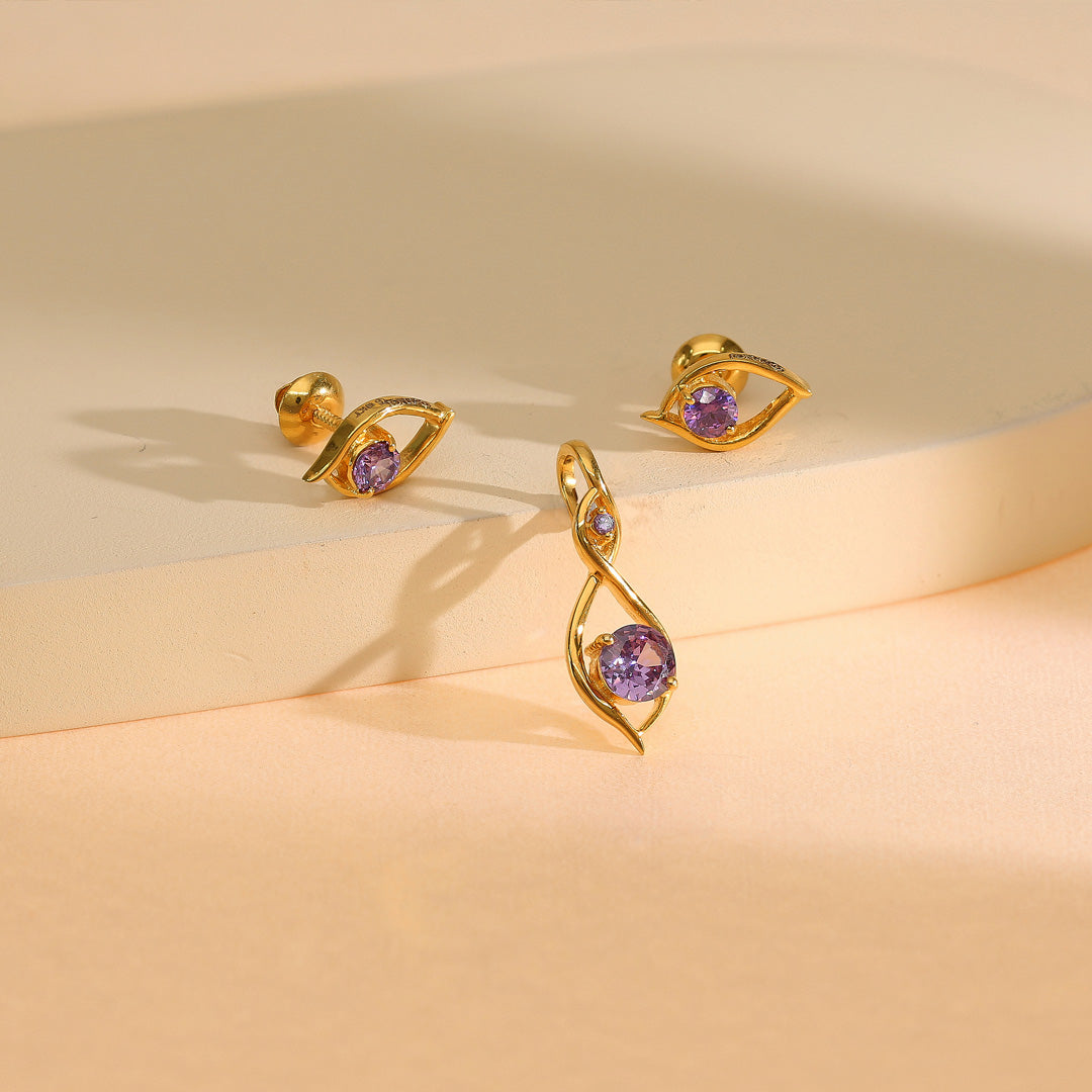 royal iris gold pendant set