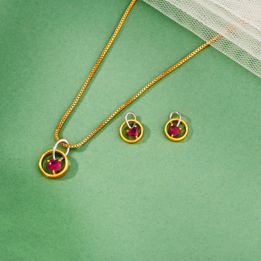 Sunlit Ruby Gold Pendant Set
