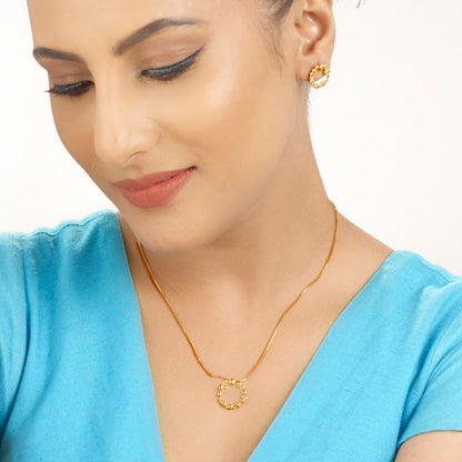 Beaded Crown Gold Pendant Set