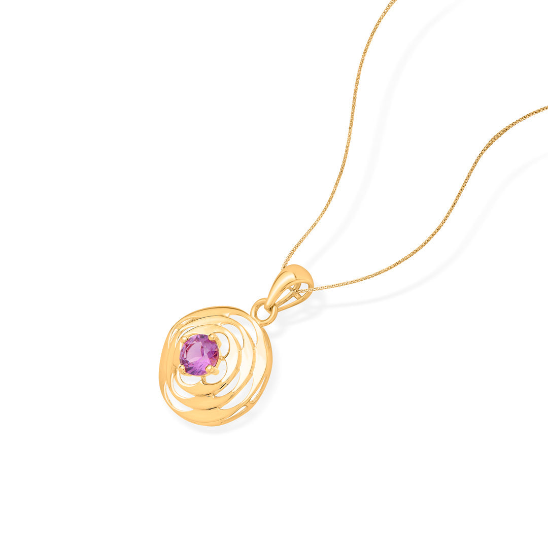 solar amethyst gold pendant set