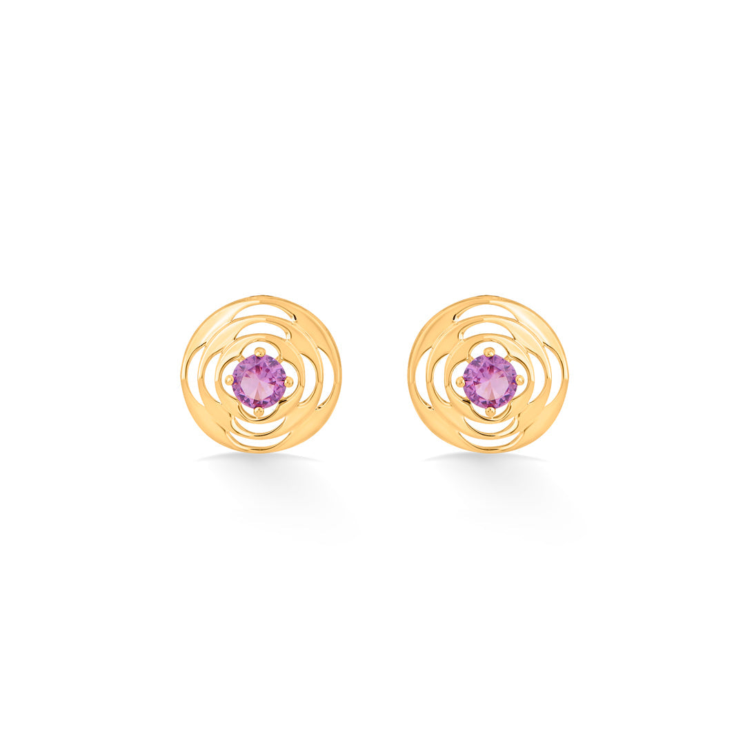 solar amethyst gold pendant set