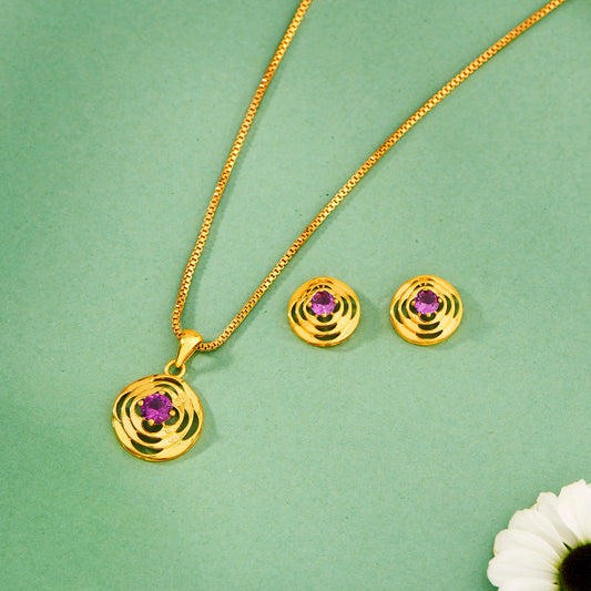 Solar Amethyst Gold Pendant Set