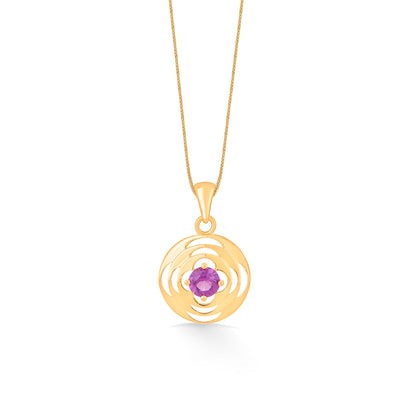 Solar Amethyst Gold Pendant Set