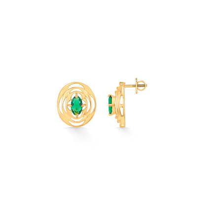 Rounded Emerald Gold Pendant Set