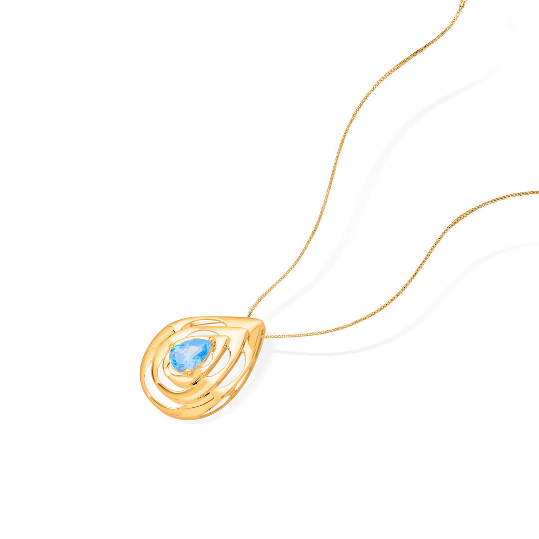 sapphire glow gold pendant set