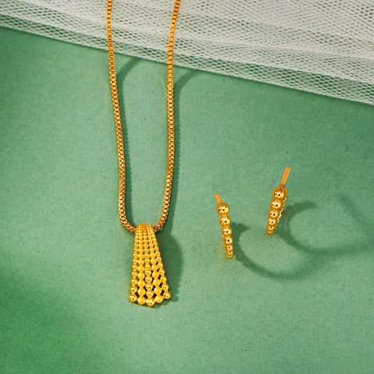 Sunray Tassel Gold Pendant Set