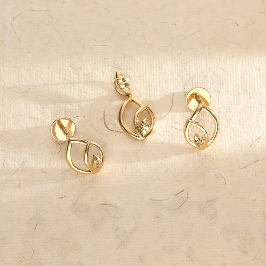 Auric Leaflet Pendant Set Gold Pendant