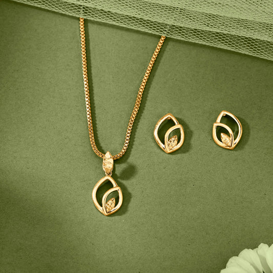 Auric Leaflet Gold Pendant Set