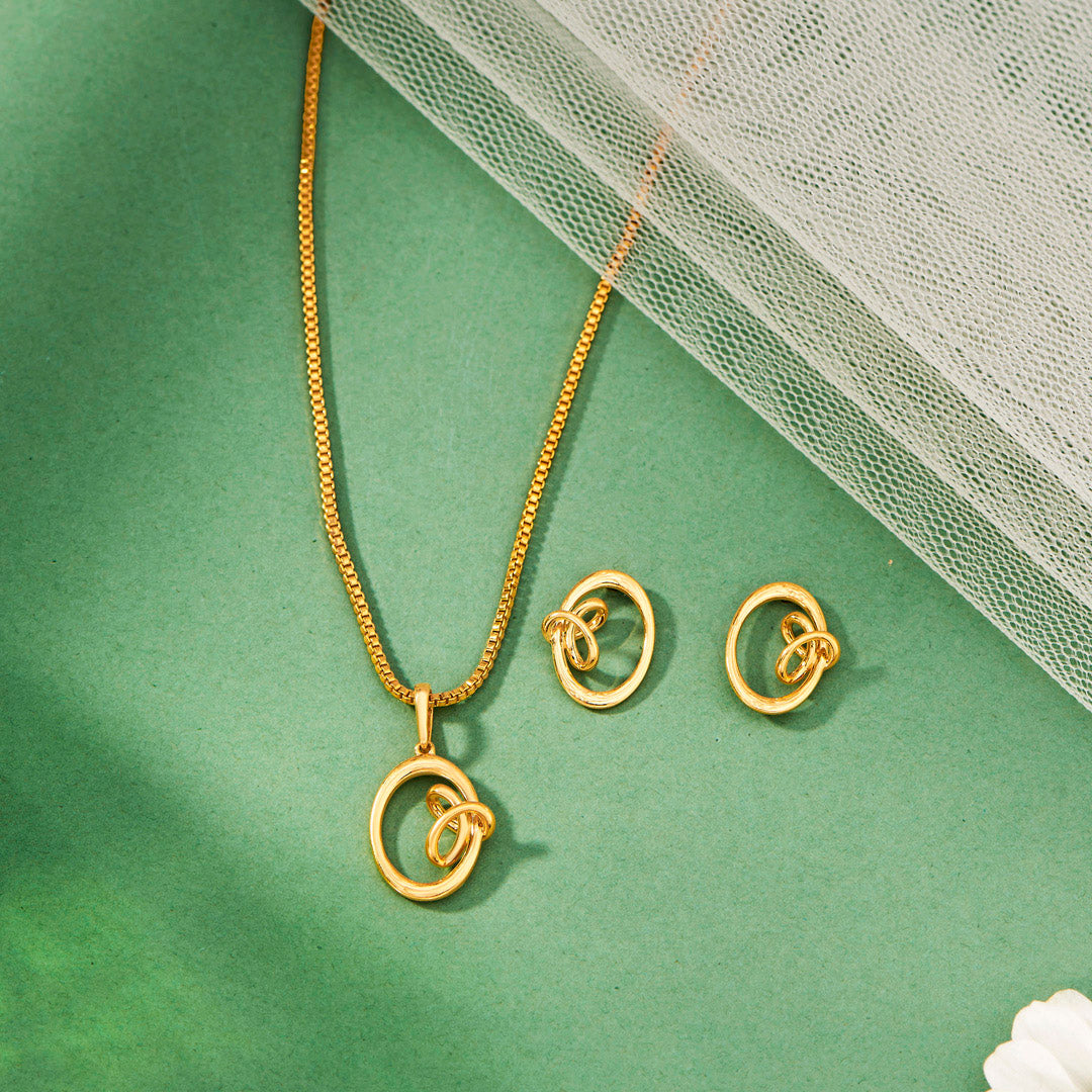 golden knot gold pendant set