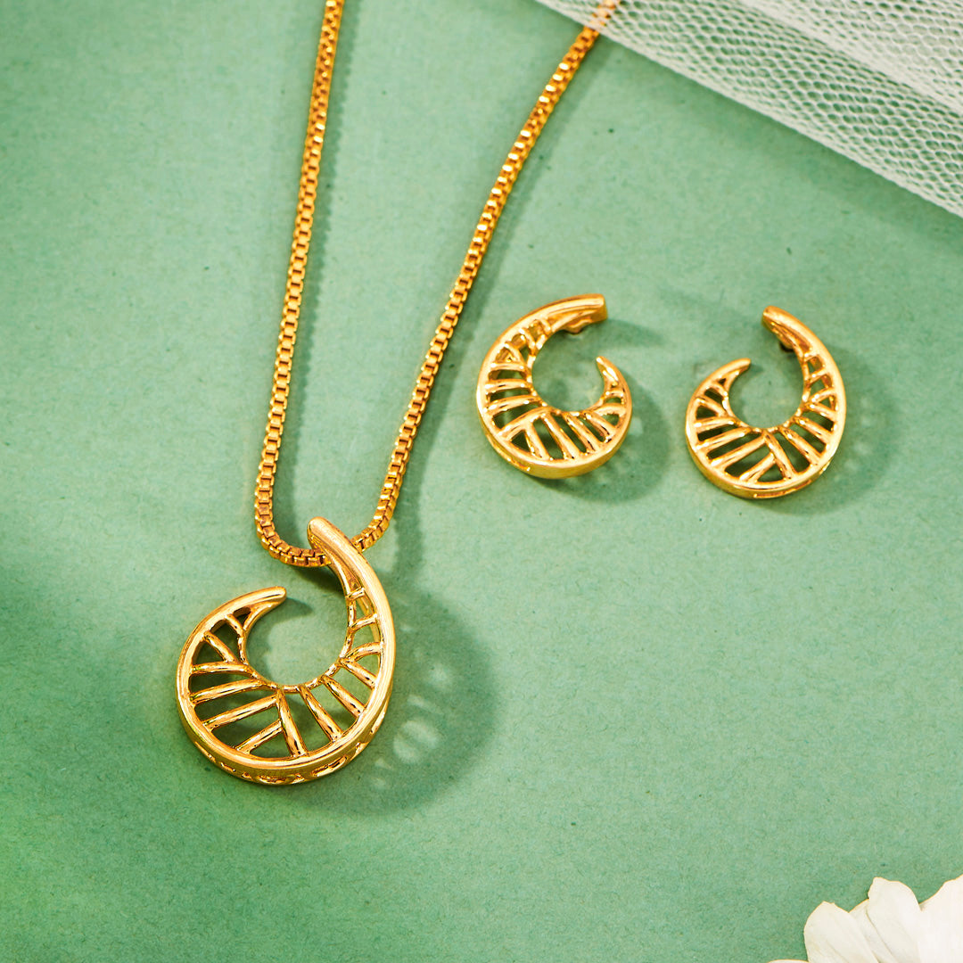 sunwave twist gold pendant set