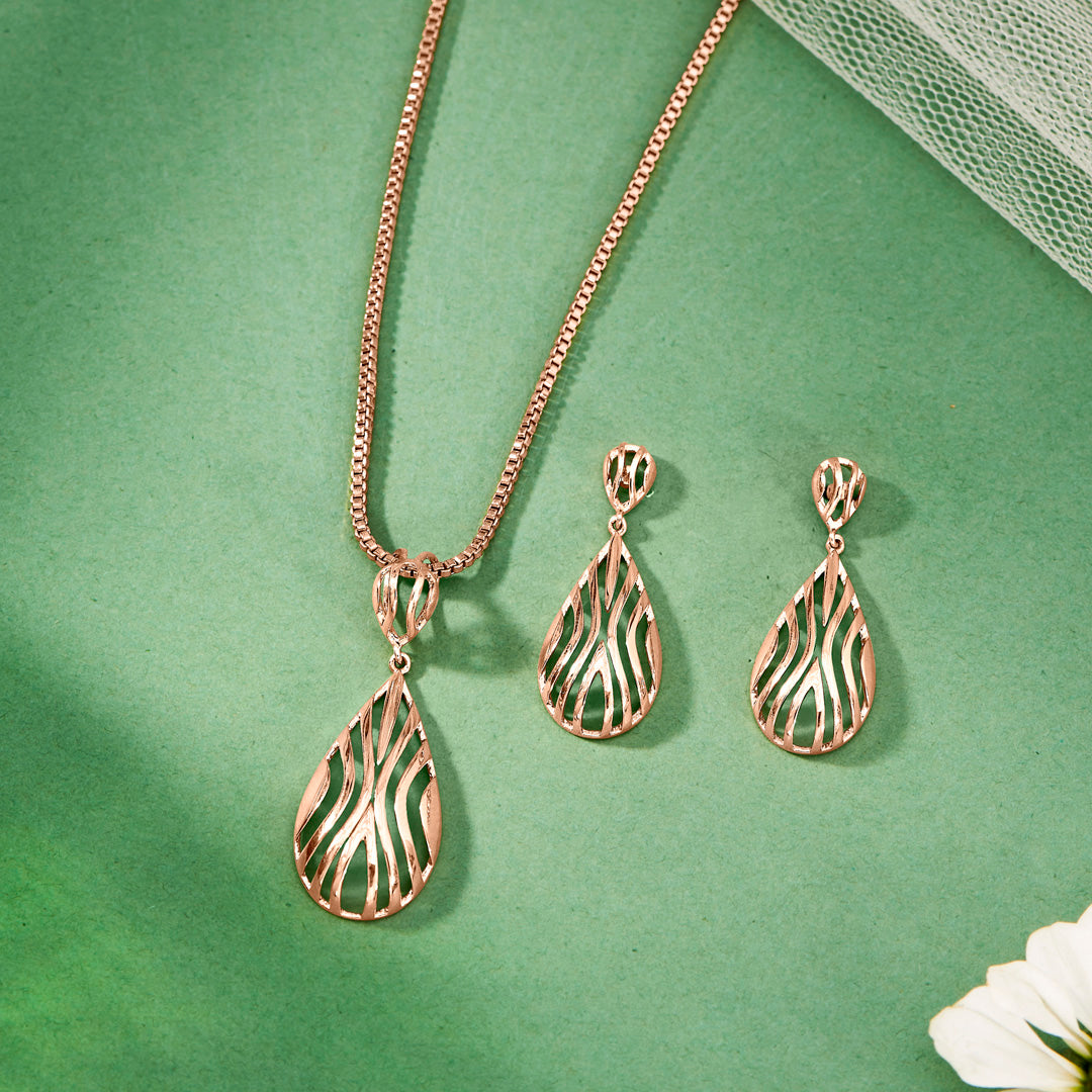 Gilded Ripple Gold Pendant Set