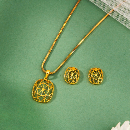 Sunburst Frame Gold Pendant Set