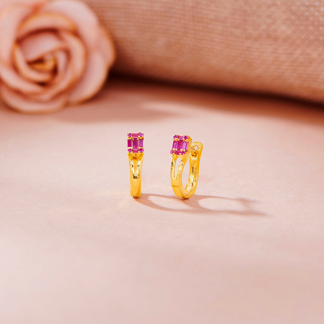 flamingo glow hoops & huggies gold earring