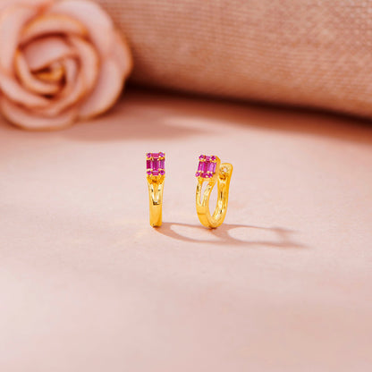 Flamingo Glow Hoops & Huggies Gold Earring