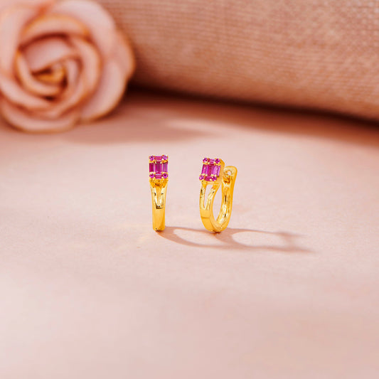 Flamingo Glow Hoops & Huggies Gold Earring