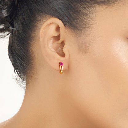 Flamingo Glow Hoops & Huggies Gold Earring