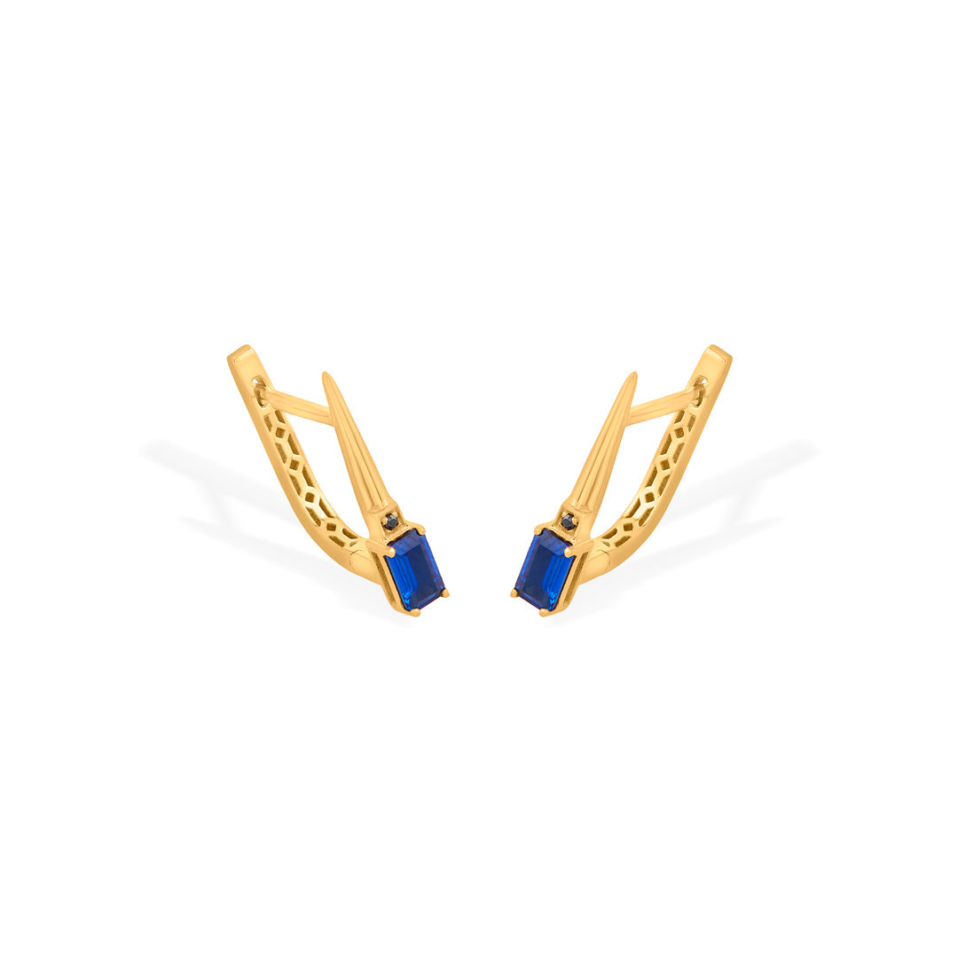 urban sapphire hoop & huggie gold earring