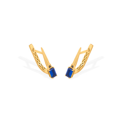 Urban Sapphire Hoop & Huggie Gold Earring